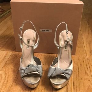 Miu Miu silver platform heels